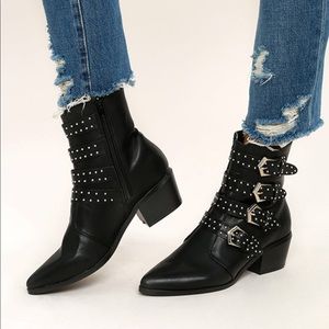 Black Belted Mid-Calf Boots